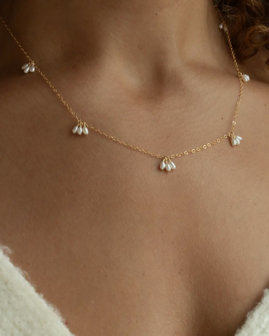 Pearl Trio Droplet Necklace | 14k Gold Filled