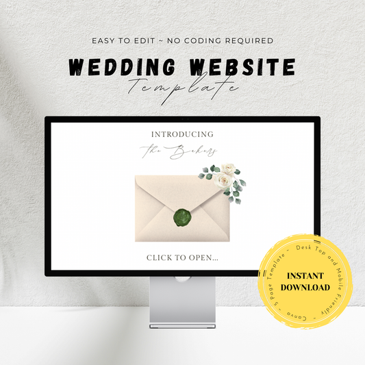 Editable Wedding Website Template | Canva Save the Date, Formal Invite (Digital Download)