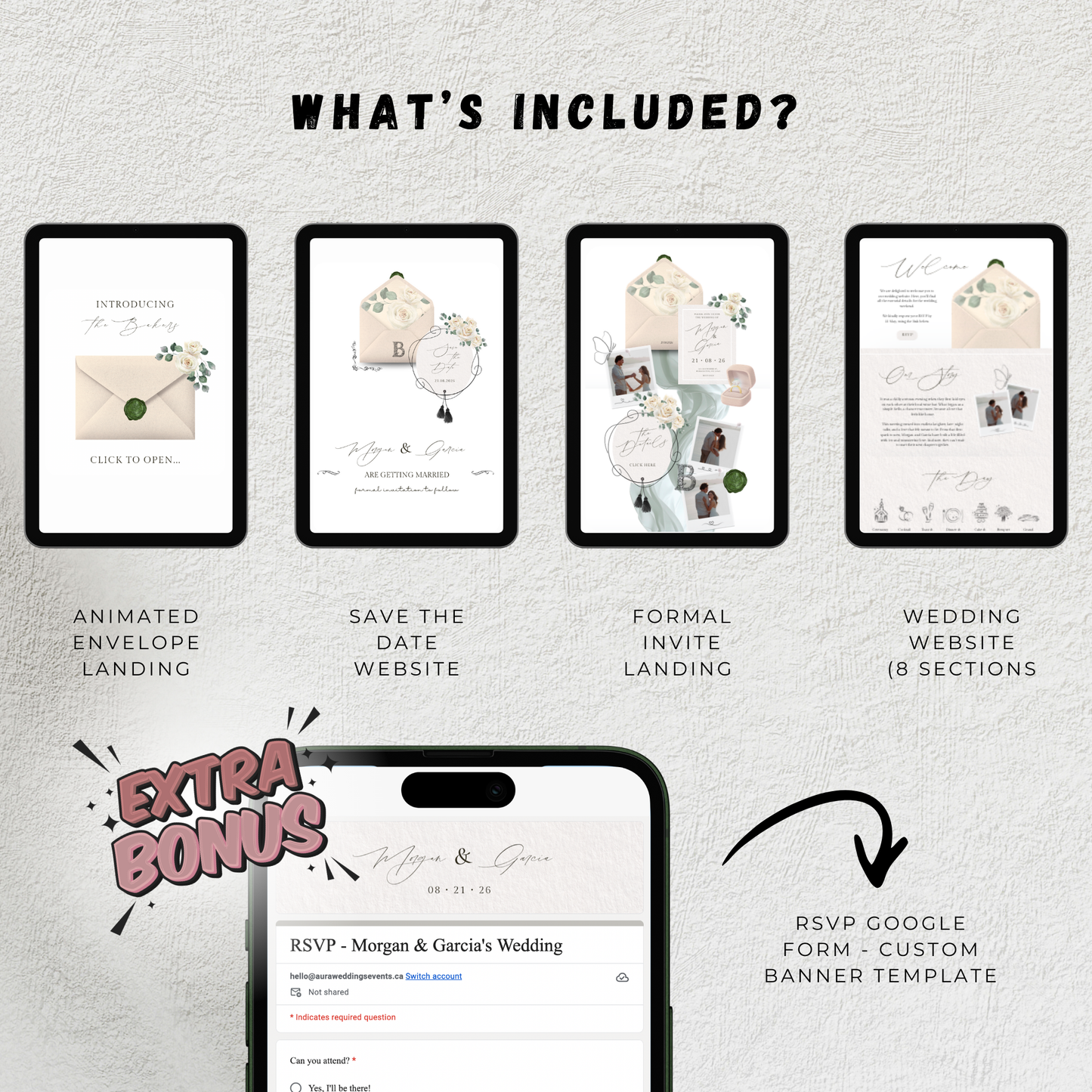 Editable Wedding Website Template | Canva Save the Date, Formal Invite (Digital Download)