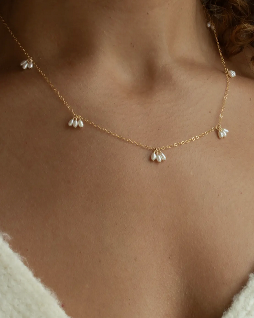 Pearl Trio Droplet Necklace | 14k Gold Filled